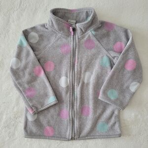 🧸2/20$ H&M Gray Fleece Polka Dots Zip Up Baby Girl Size 12-18M